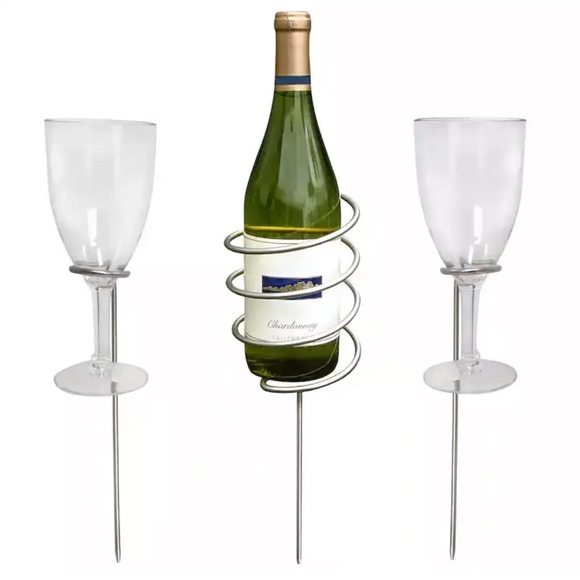 METAL WINE BOTTLE HOLDERS & 2 WINE GLASS HOLDERS 🥂 - Picture 2 of 2